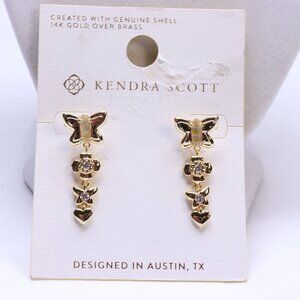 Kendra Scott Lily Mix 14K Gold Over Brass Linear Butterfly Earrings $48 New